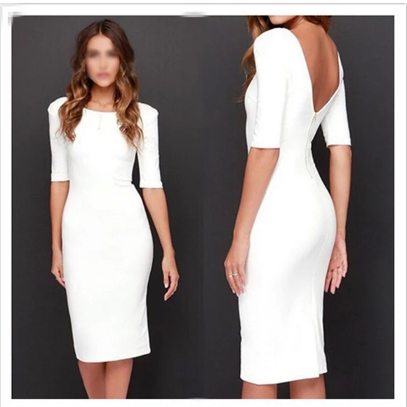 Mademoiselle Dresses & Skirts - Mademoiselle Classy V Back Half Sleeve Midi Pencil
Dress Formal. Medium